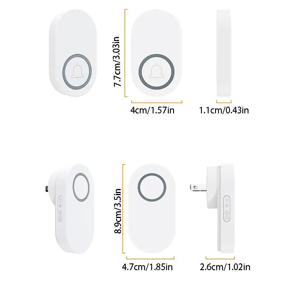 جرس باب لاسلكي عالي الحجم الولايات المتحدة/الاتحاد الأوروبي/المملكة المتحدة قابس سهل التركيب جرس باب التعريفي مقاوم للماء جرس اتصال طويل المدى بدون أسلاك #6