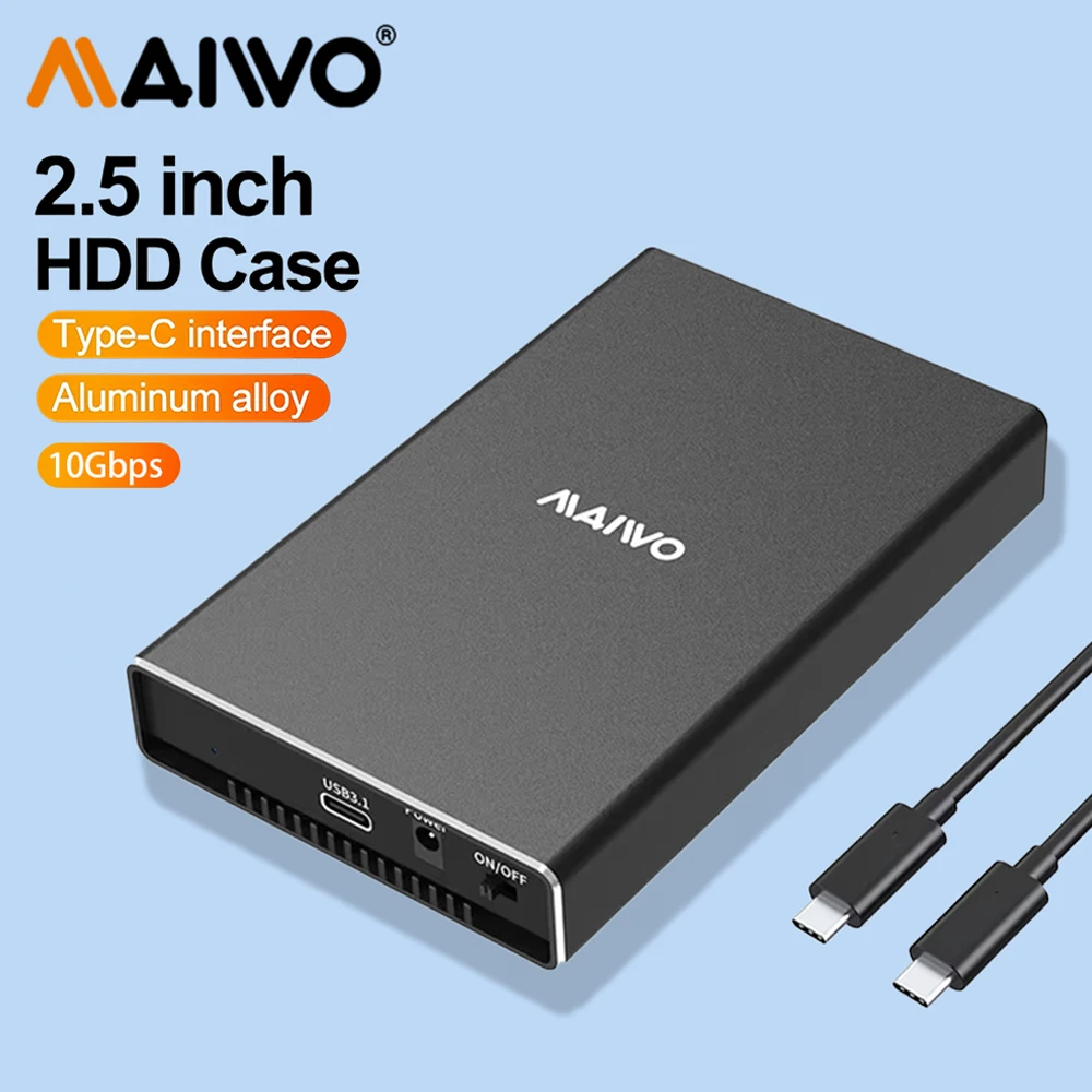 

Внешний корпус для жесткого диска MAIWO 10Gbps 2.5 дюйма, из алюминиевого сплава, 2.5'' Type-C, для HDD/SSD, установка без инструментов