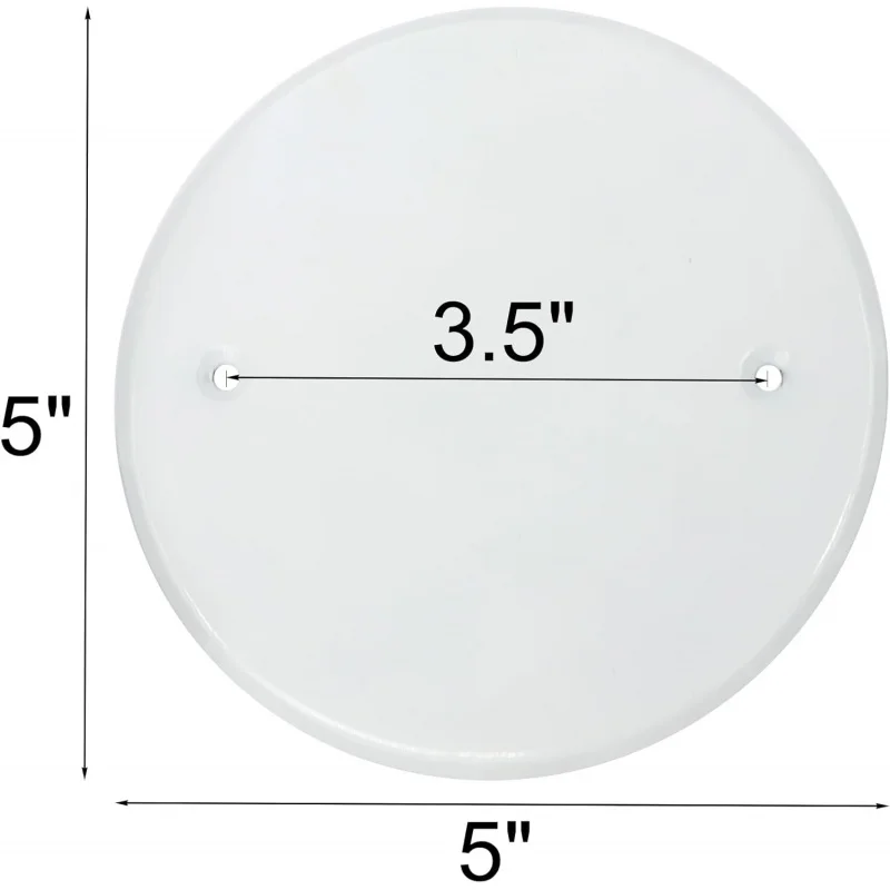 غطاء سقف معدني أبيض مقاس 5 بوصة، ثقوب متباعدة 3.5 بوصة، غطاء 3-1/2 بوصة فتحات صندوق مستديرة/مؤمن في السقف #2