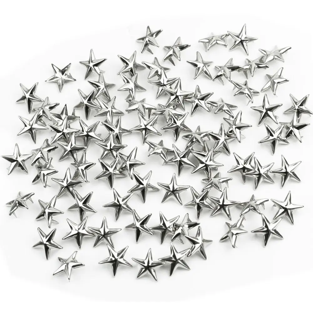 15mm DIY Silver Rock Punk Clothing Accessories Leather Craft Studs Spikes Spots Nailhead Star Rivets