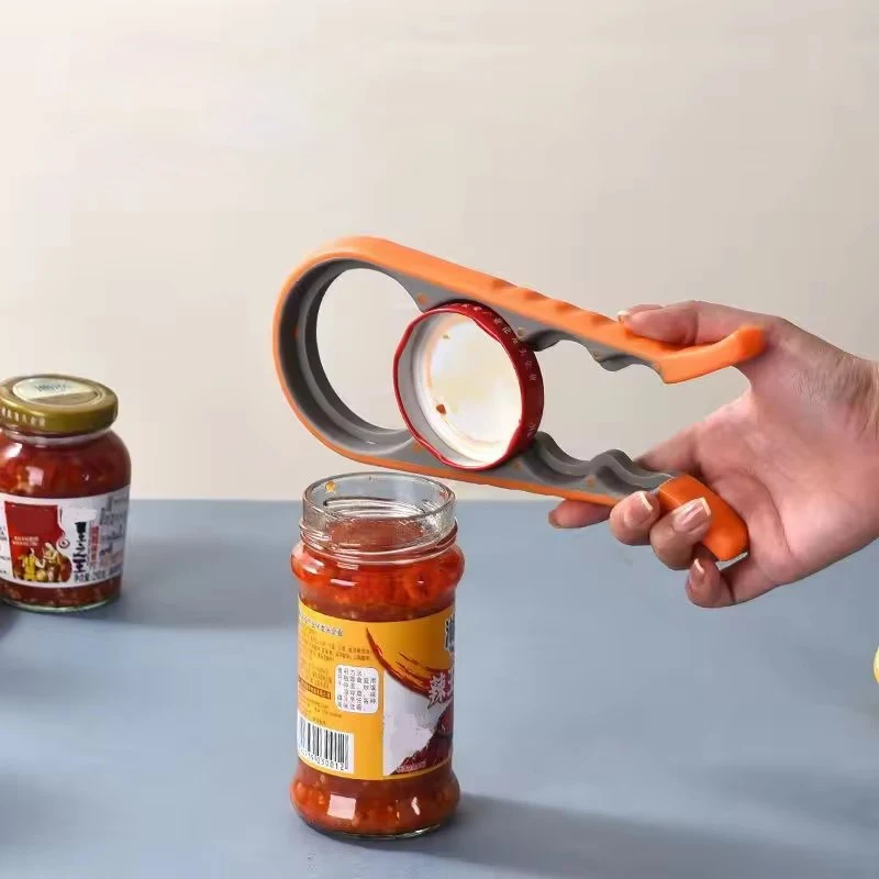 4-in-1 Anti Slip Can Bottle Opener Multi Tool Kitchen Gadget for Beverage Jar Caps Easy Grip Lid Twister Home Essentials