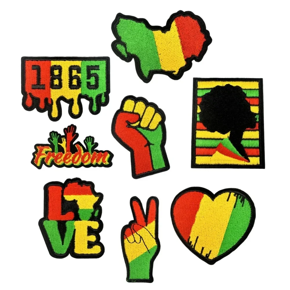 African Continent Iron on Patch for T-shirt Festival Cap Badge Black History Month Themed Freedom Emblem Africa Colors Appliques