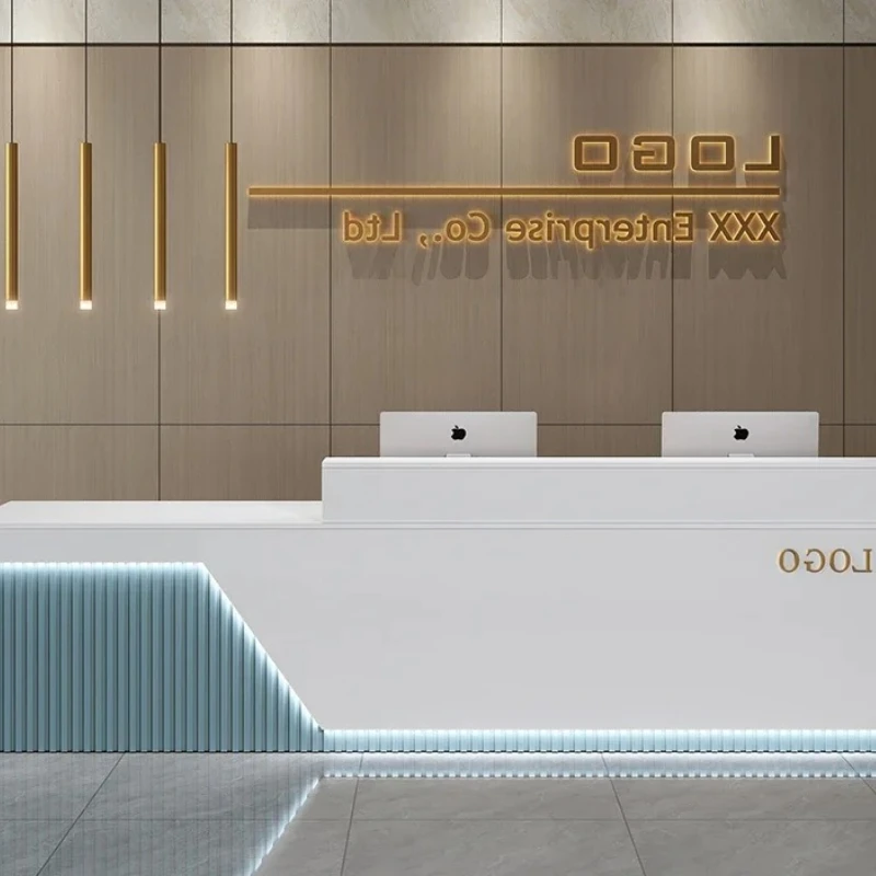 

Nordic Long Reception Desk Luxury Modern Glamour Simple Cash Register Counter Comptoir Magasin Commercial Furniture Decoration