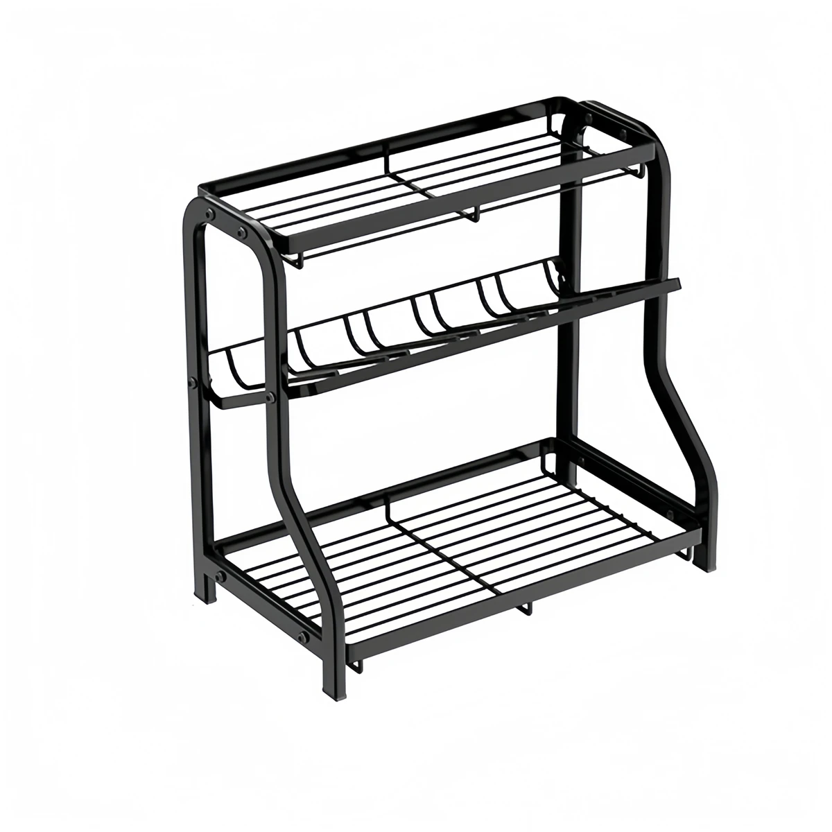

Standing 3 Tier Metal Spice Rack Organizer for Kitchen Countertop Seasoning Holder with Inclined Design Black White