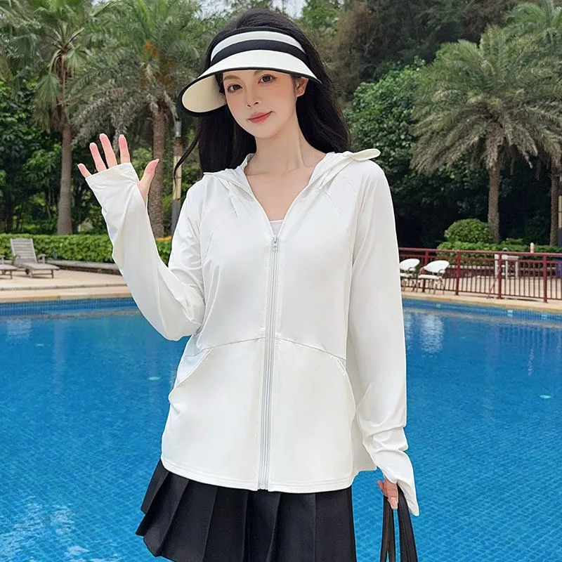 

Женское летнее пальто 202, тонкое дышащее пальто с защитой от ультрафиолета Jaet Bla, клейовая кепка, пальто с боковой вставкой, дизайн или длина