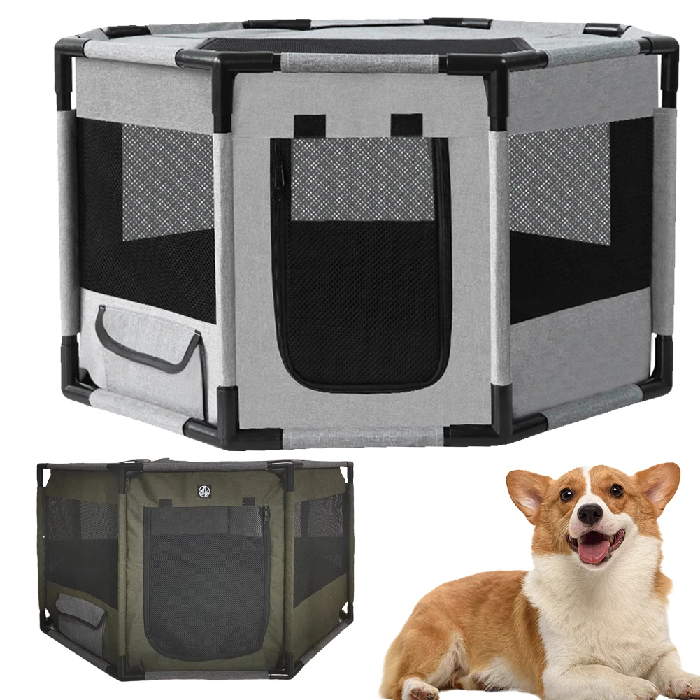 

Восьмиугольный дышащий сетчатый ящик для собак из ткани Оксфорд, портативная клетка для питомника, водонепроницаемая портативная складная палатка для кошек для щенков, собак, кошек