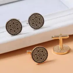 2pcs Round Alloy Cufflinks Fashion Men's Suit Shirt Cuff Buttons New Painted Round French Style Cufflinks Elegant Style Knot