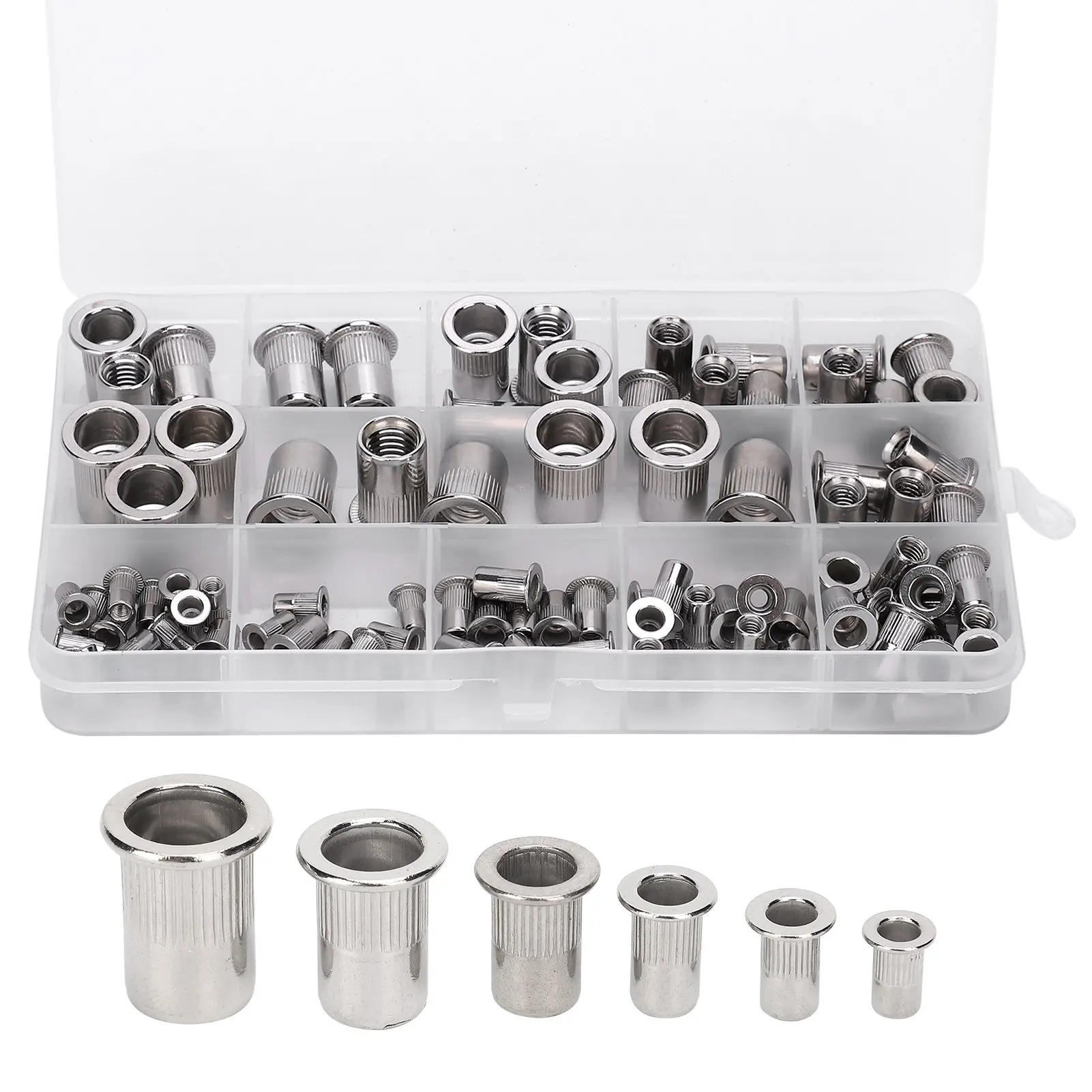 93Pcs Stainless Steel Rivet Nut Boxed M3/4/5/6/8/10 Combination Vertical Thread Fastener