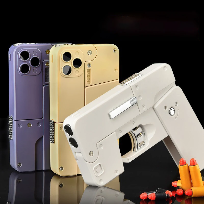 Folding mobile phone simulation toy gun shell soft bomb troll 14 Apple convenient small gun model