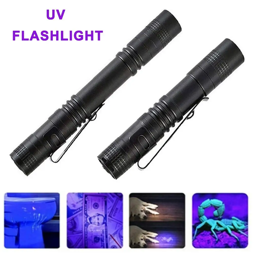 미네랄 감지 화폐 검증을 위한 프리미엄 365nm UV 손전등 펜 클립 J7G7이 포함된 애완 동물 얼룩 검사 미니 휴대용