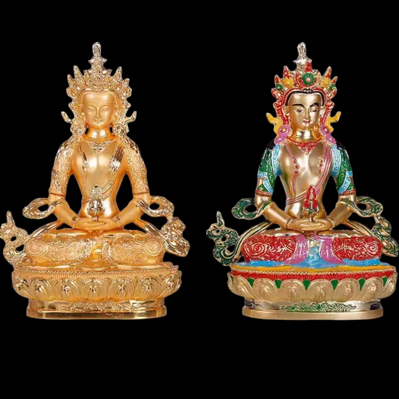 

Tibetan Buddhist Green Tara Statue， 5-Inch Long Life Tara Amitayus Figurine， Brass Goddess of Compassion for Home Altar Car Deco