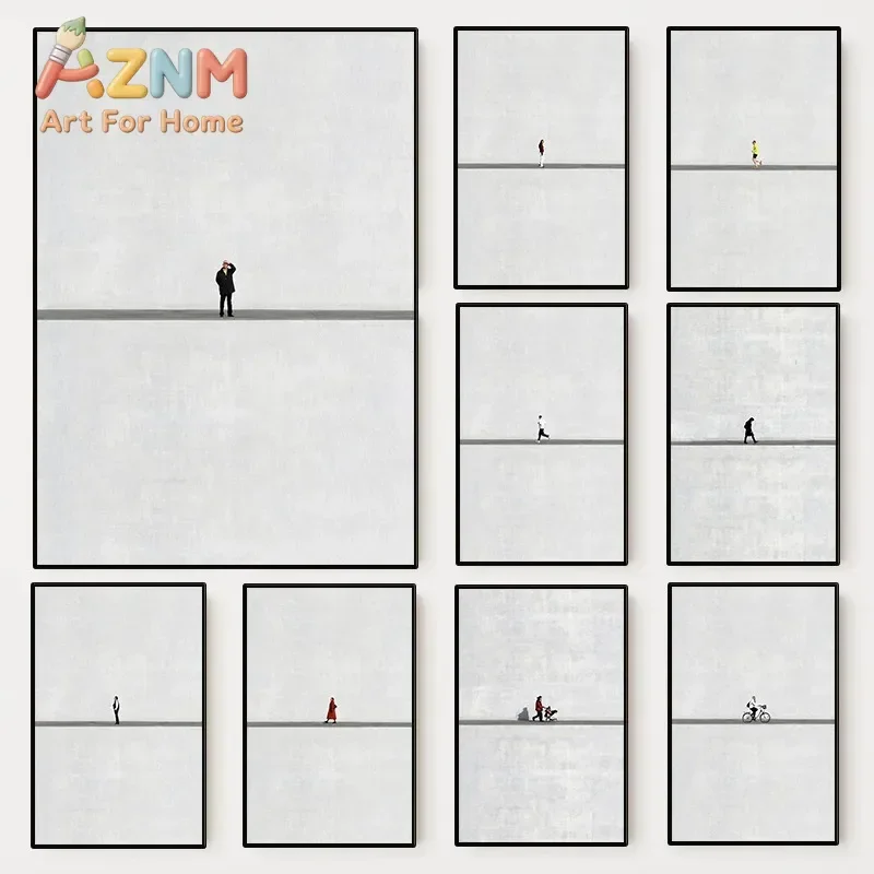 Minimalist Contemporary Photography Human Poster Featuring Individual People Canvas Painting Gray Wall Art for Room Home Deco