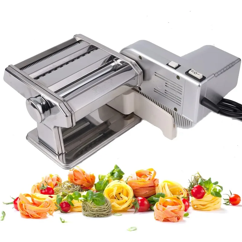

Shule Electric Pasta Maker Machine with Motor Set Stainless Steel Pasta Roller Machine Silver