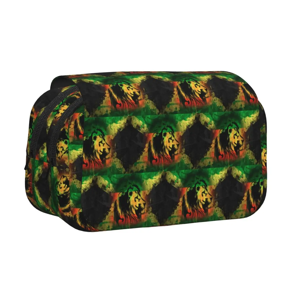 Rasta Lion Stripe Pencil Case Pen Holder Hard Shell Leather Big Capacity Pen Box Pencil Bag for Kids Gifts
