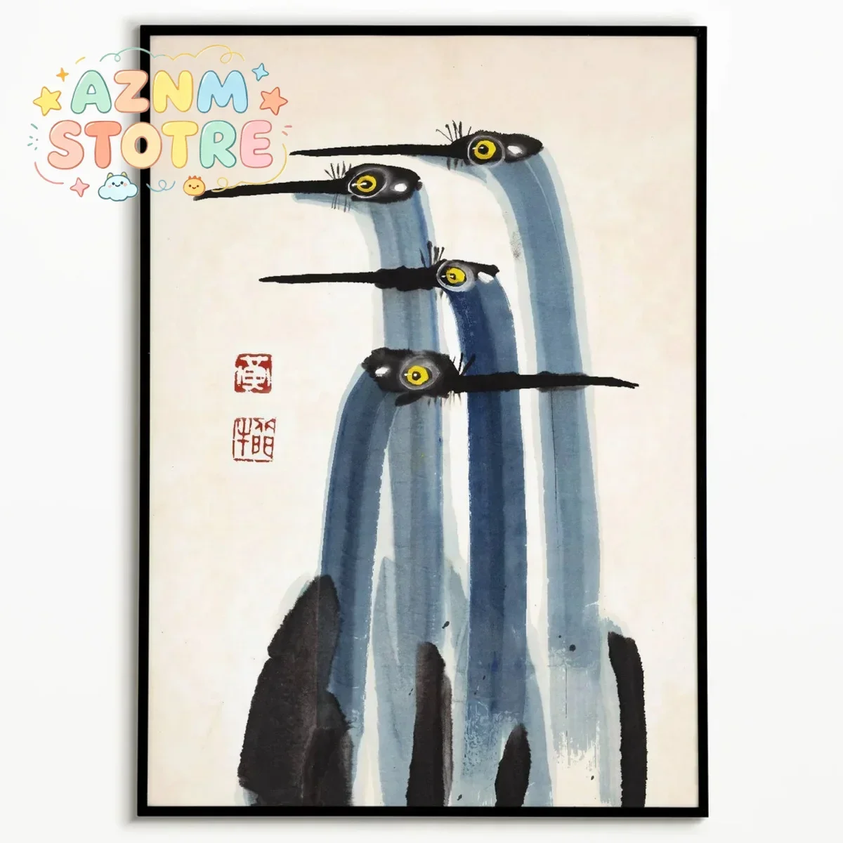 Japanese Antique Crane Canvas Print Poster Vintage Japandi Farmhouse Art Prints Living Room Bedroom Wall Art Home Decor Poste
