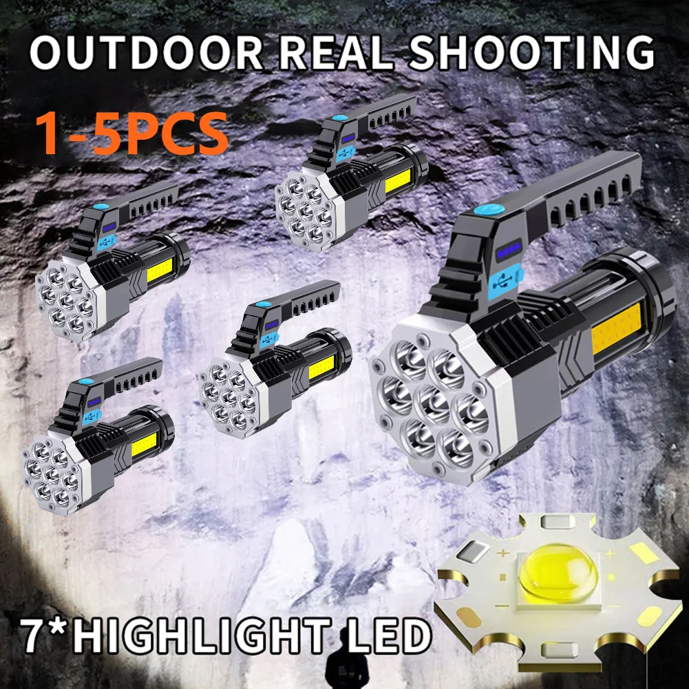 

Waterproof Flashlight Portable MultiFunction Light USB Charging Adjustable Brightness Camping Torch Powerful Handheld Flashlight