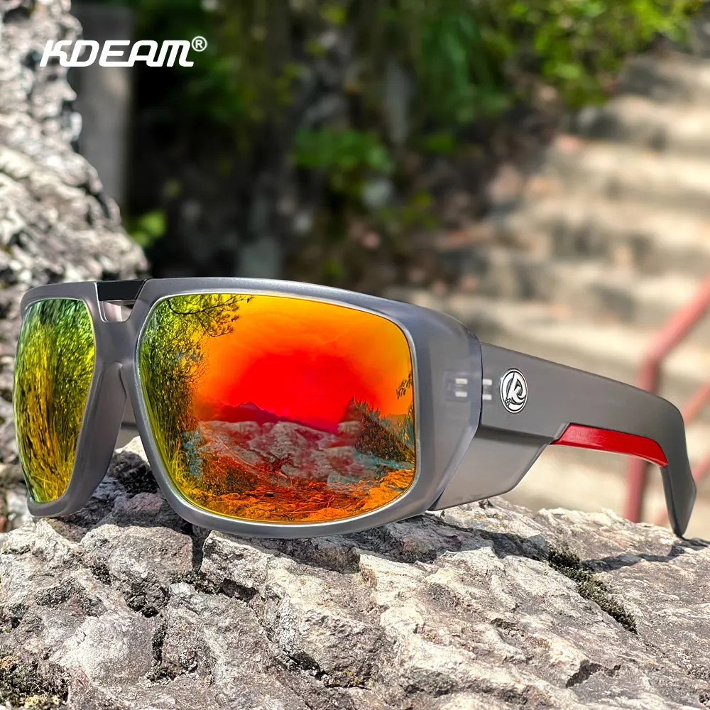 KDEAM Men's Polarized Sunglasses Performance Outdoor Sports Cycling Glasses Wide And Thick Frame Design With Zipper Case