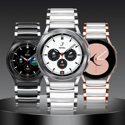 Ceramic+Metal Strap For Samsung Galaxy watch 7/6/5/4 40mm 44mm Luxury Bracelet wristband for Galaxy Watch 6 Classic 46mm Correa