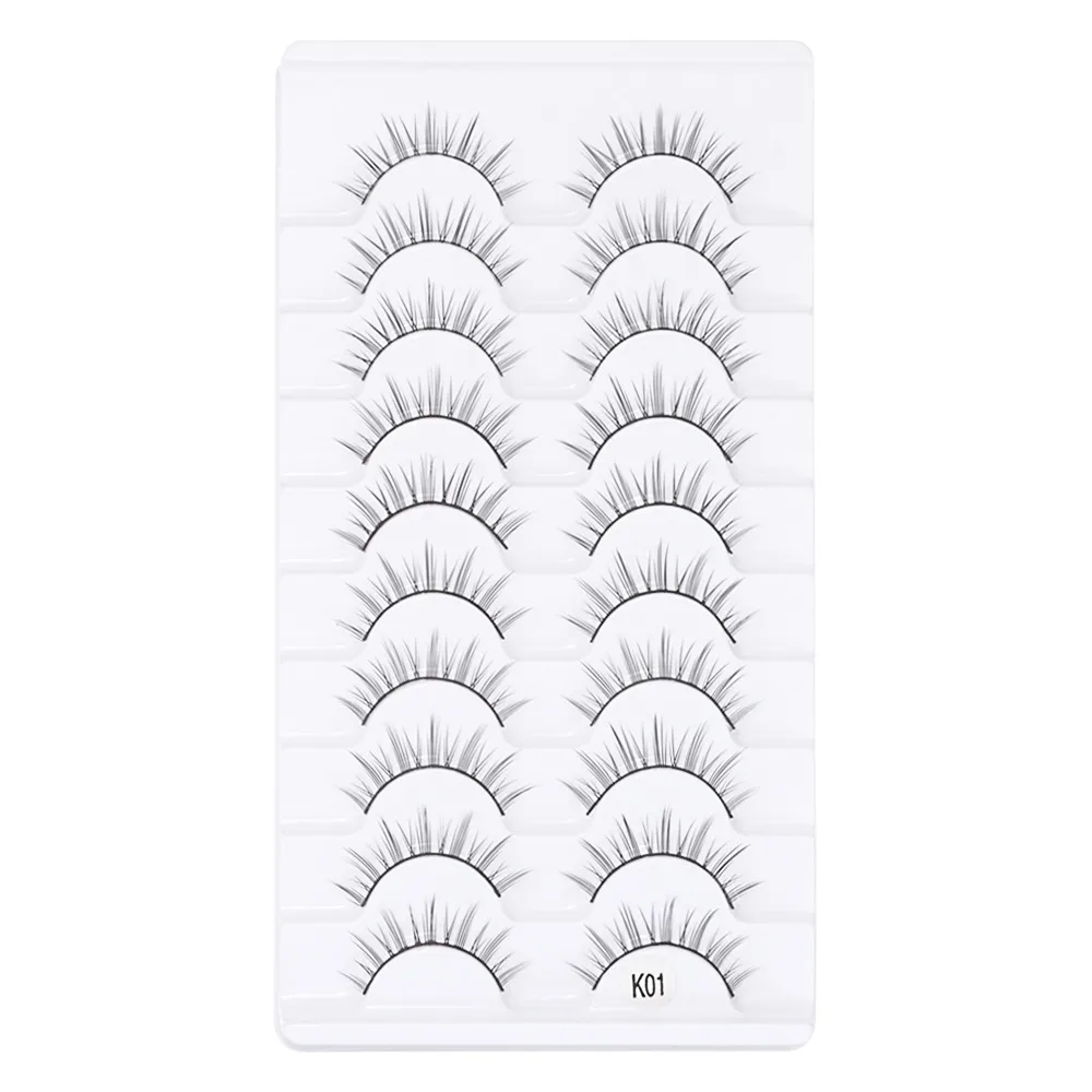10 Pairs Volledige Strip Valse Wimpers Handgemaakte Dierproefvrije 3D Faux Nertsen Lash Natrual Lange Oogmake-up Gereedschap Wimper verlenging