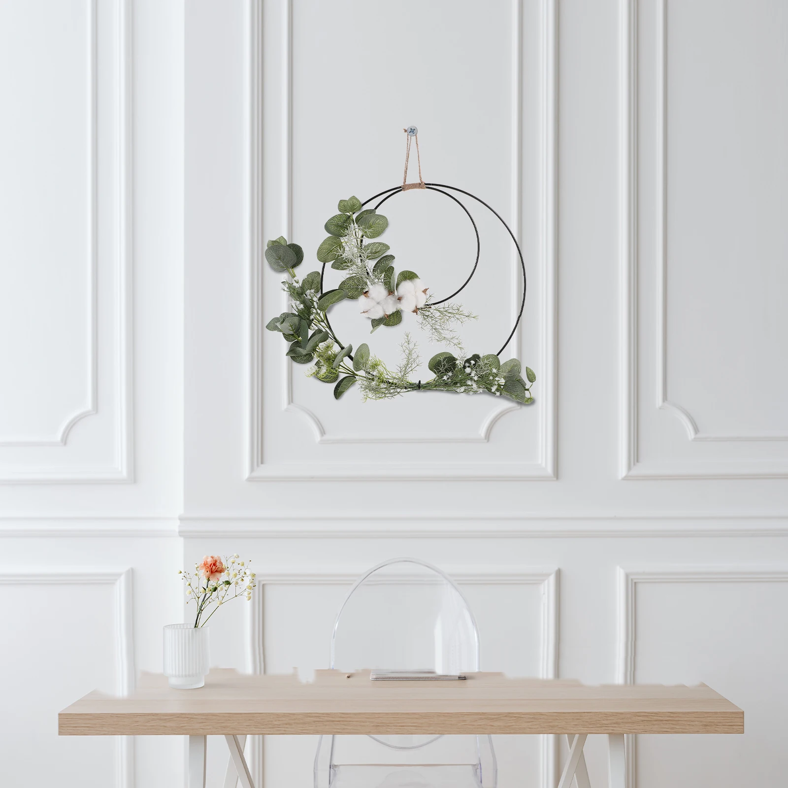 

Premium Artificial Flower Wreath Cotton Garland Wall Door Decor Hanging For Valentine'S Day Spring Festival Party Supplies