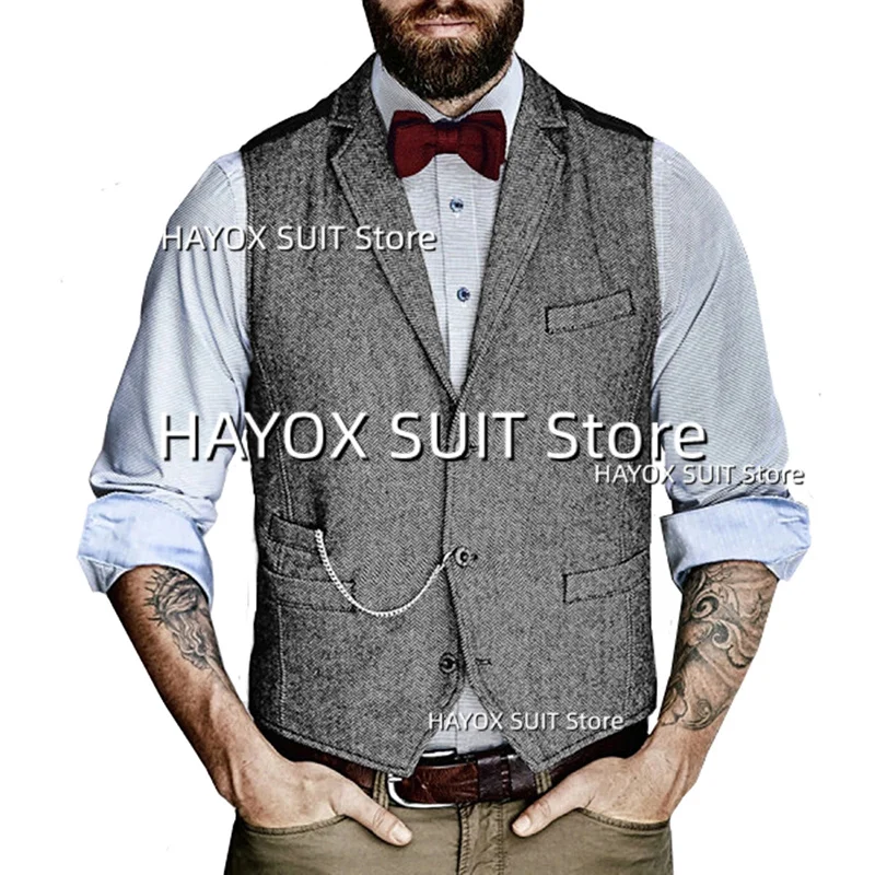 Veste de costume pour homme, coupe cintrée, simple boutonnage, revers, Style britannique, pour marié marié, vestes sans manches