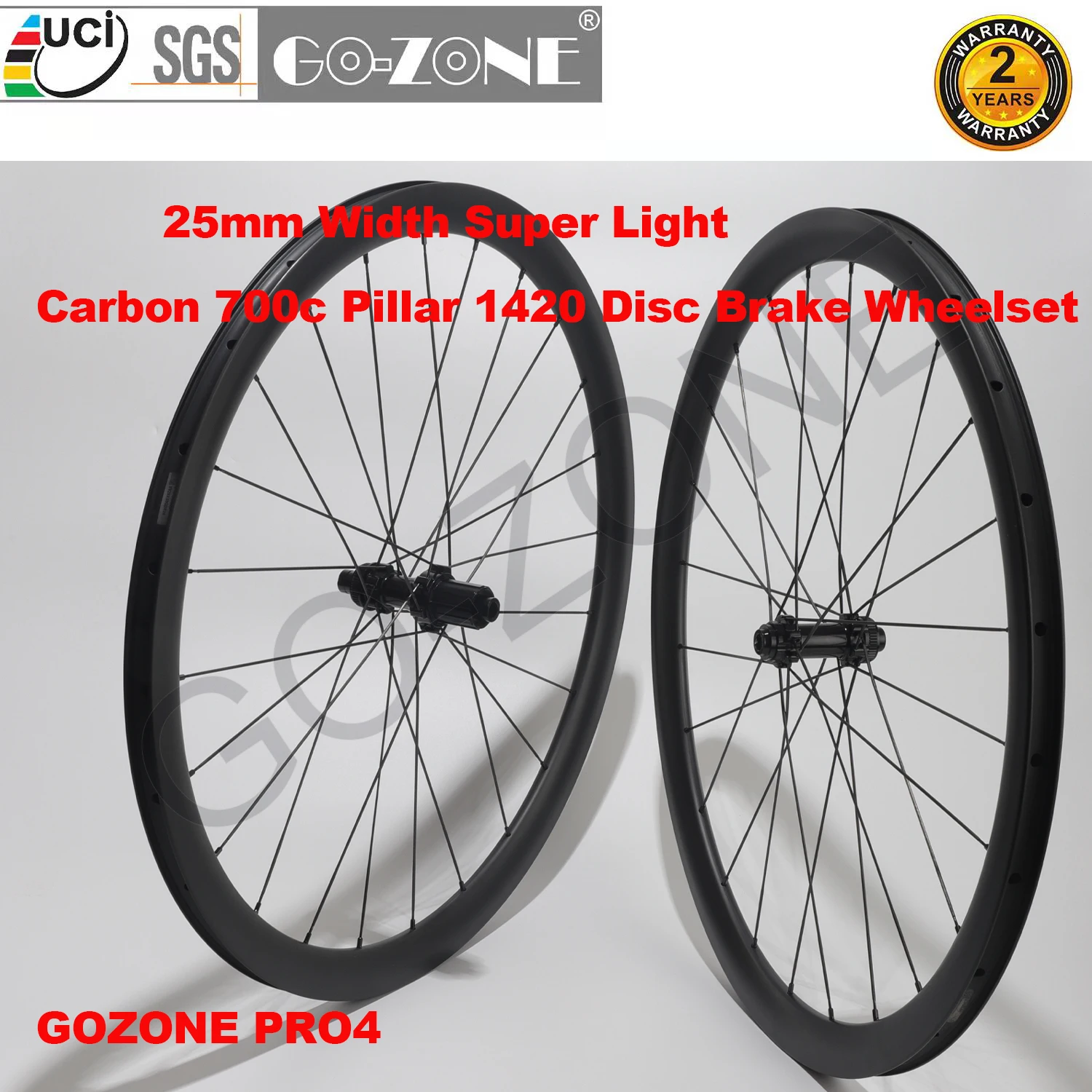 

Factory Outlet Super Light Clincher Tubeless Carbon Wheelset Disc Brake 700c GOZONE PRO4 Pillar 1420 24/24H Carbon Road Wheels