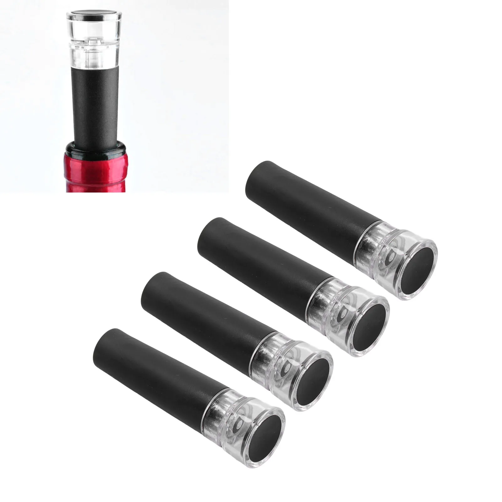 4Pcs Vacuum Wine Stopper Slow Down Oxidation Keep Freshness Leakproof Durable Reusable Wine Bottle Stopper