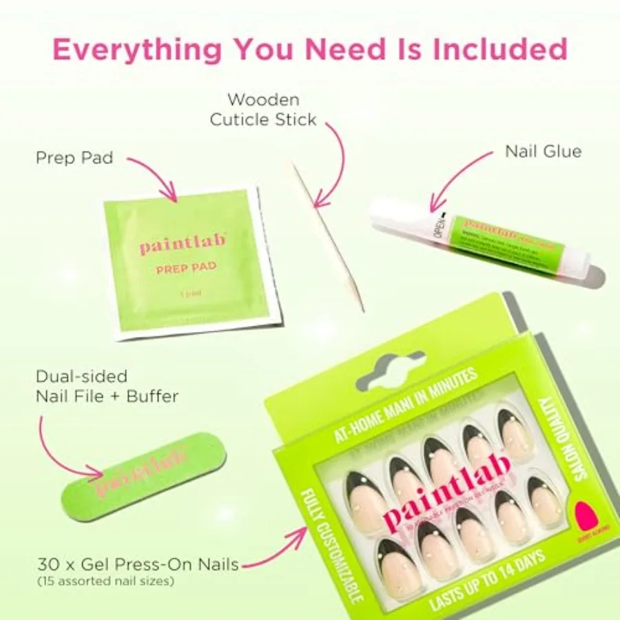 مجموعة أدوات مانيكير الأظافر Glam Noir المكونة من 30 قطعة لتحويل الأظافر بالحجم الكامل الفوري في المنزل أو OntheGo تتضمن F طويل الأمد #3