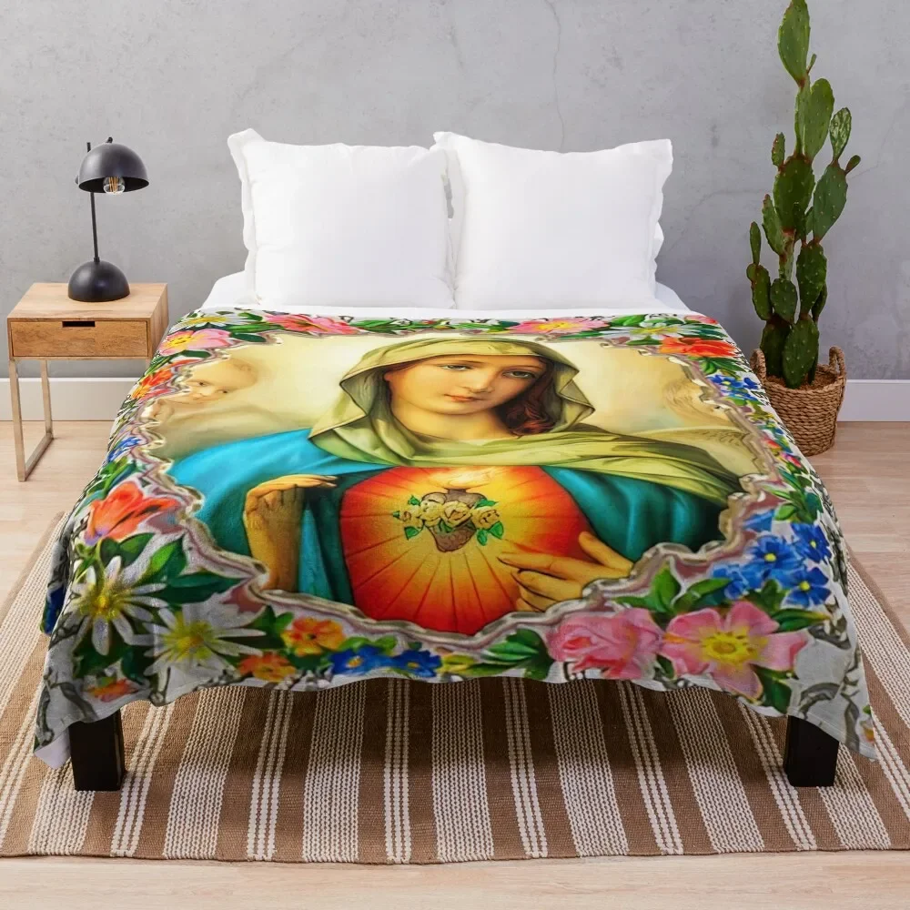 Immaculate Heart of Virgin Mary Catholic Saint A-101521 Throw Blanket Flannel Single Blankets