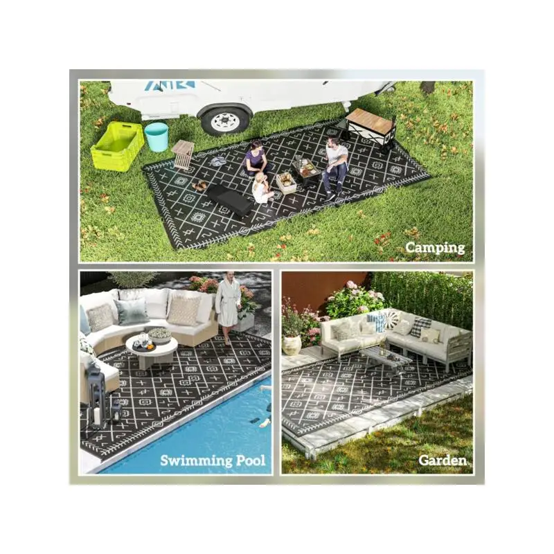 سجادة خارجية قابلة للعكس - تصميم متين ومقاوم للطقس للاستخدام الداخلي/الخارجي، مثالي للباحات والطوابق والحدائق #5