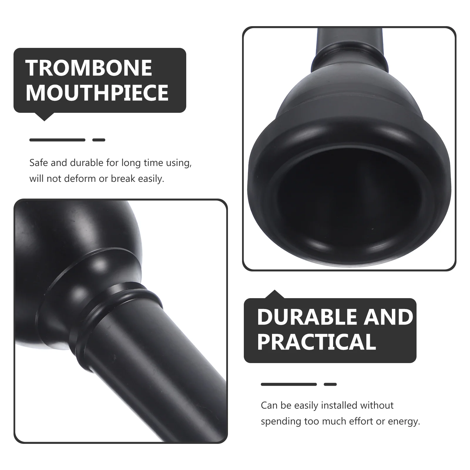 Musical Instruments Alto Trombone Mouthpiece Plastic Accessories Tools for Beginners Black