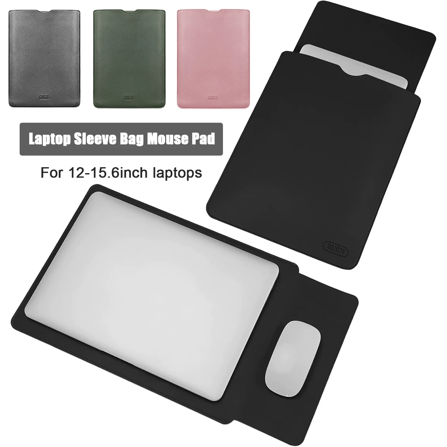Leather Laptop Sleeve Case Cover Bag with Mousepad for 13-15.6 Inch MacBook Pro Model A1989 / A1708 / A1706 For Surface Laptop