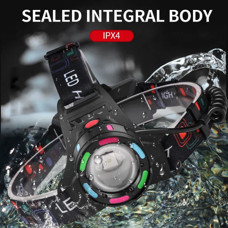 Multifunction LED Induction Headlamp USB Rechargeable Headlight Portable Outdoor Waterproof Head Lamp High Lumen Head Lantern