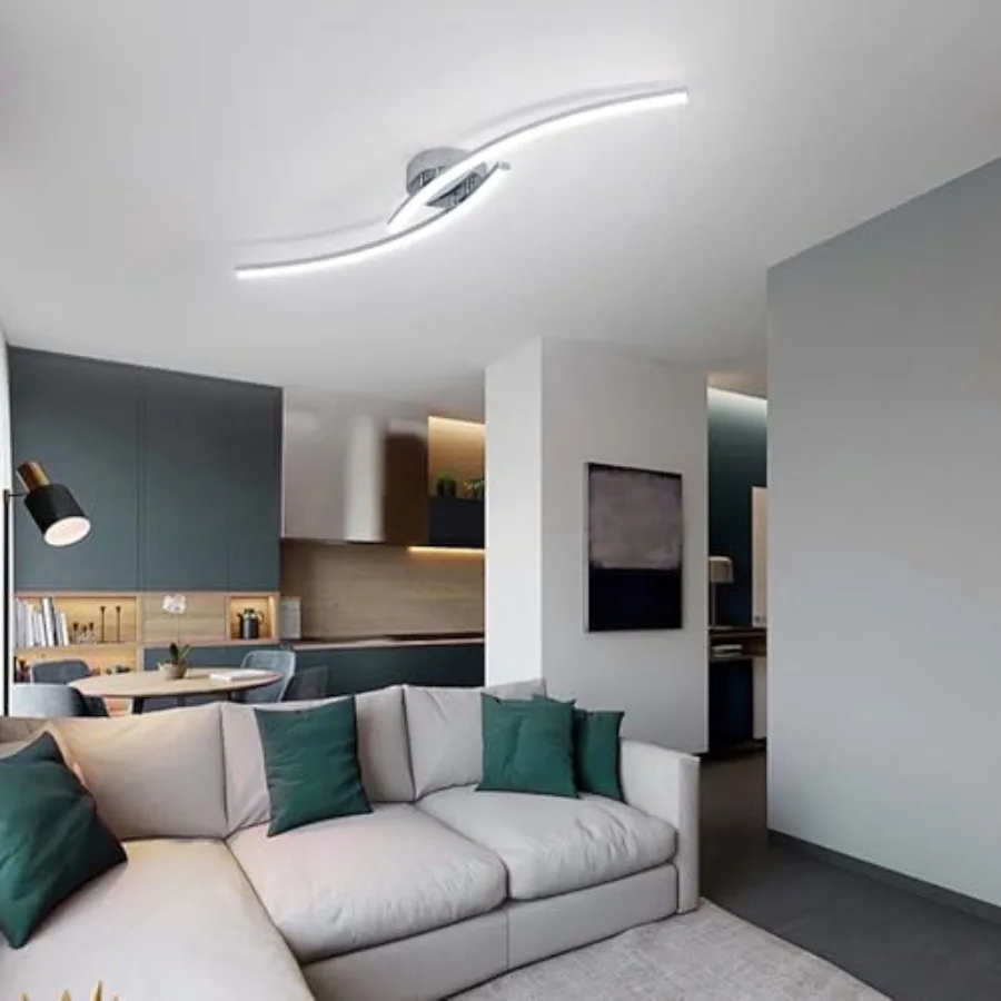 31.4Inch Modern LED Ceiling Light 22W Chrome Linear Ceiling Light Fixture 6000K Aluminum Long Flush Mount Ceiling Lights Fixtur view 3