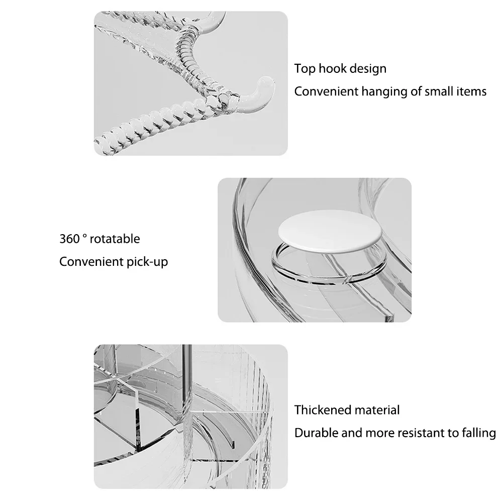 360 Rotating Make Up Caddy Shelf 2 Layer Turntable Cosmetics Storage Tray Round Acrylic Clear for Countertop Vanity and Bathroom