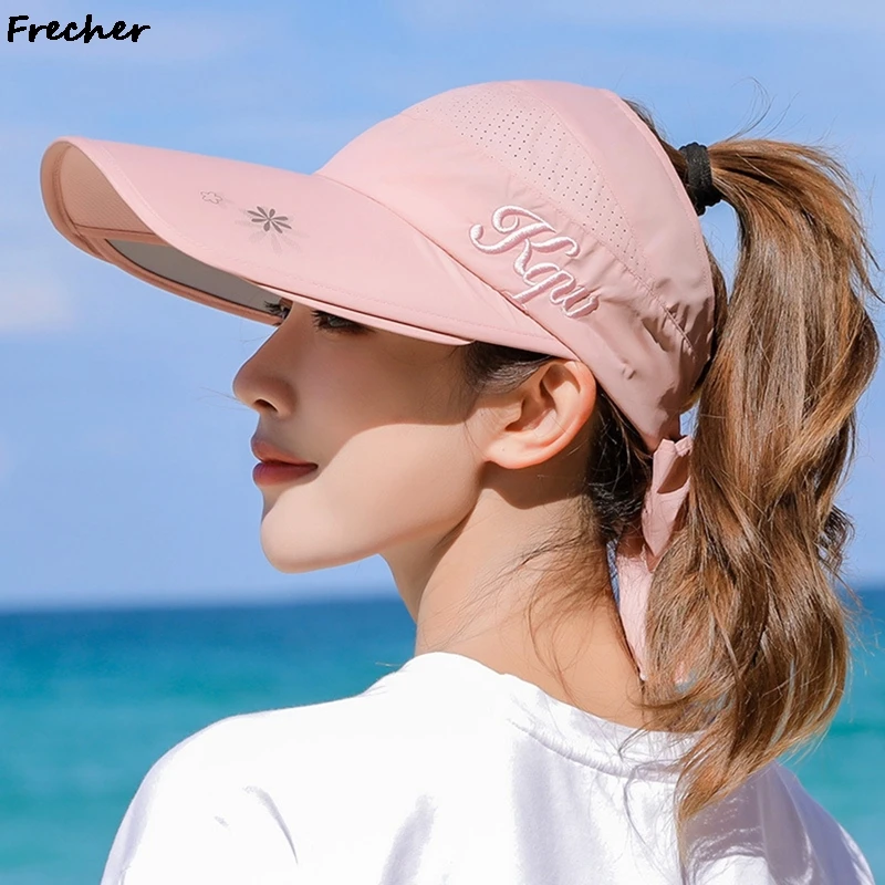 2023 UV Protection Beach Caps Summer Fashion Baseball Cap Women Comfortable Snapback Wide Brim Sun Hats Bowknot Gorras Casquette