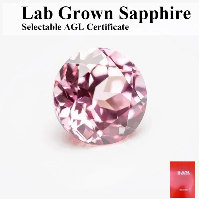 

Lab Grown Sapphire Sunrise Pink Color Round Cut Charm Beads for Diy Jewelry Making Bracelet Rings Selectable Certificate