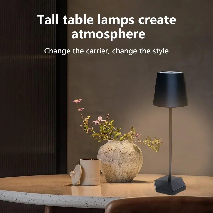 3 Color LED Table Lamp Rechargeable Dimmable Touch Sensor Desk Light Creative Office Bedroom Restaurant Hotel Bar Decor Lamp