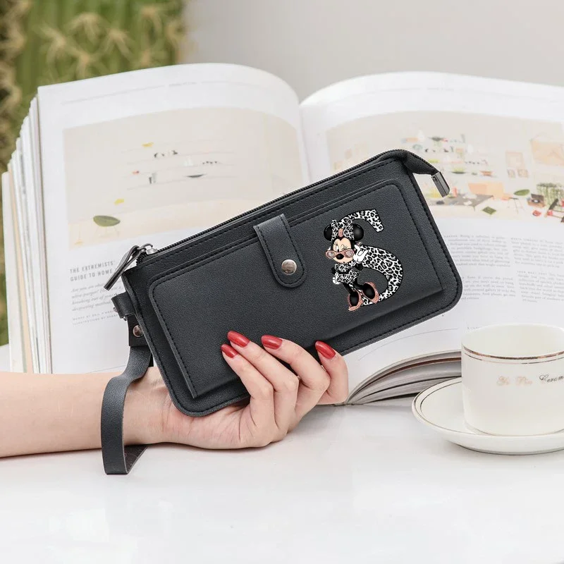 Disney Minnie Mouse Wallet for Women\'s PU Leather Coin Purse Woman High-capacity Wallets Girls Bags Fashion Accessories Gift
