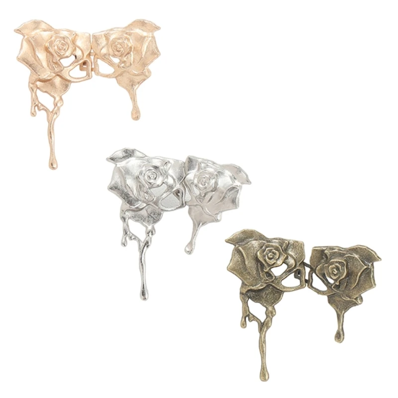 3Pairs Rose Flower Pant Waist Tighteners, Adjustable Pants Waist Extenders Button Jeans Extenders Button