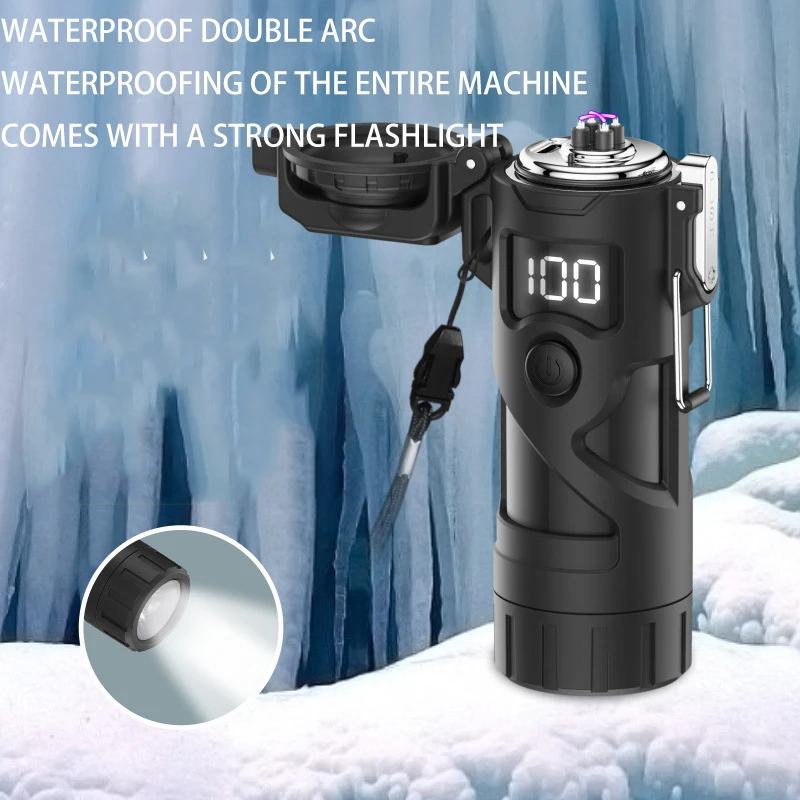 Personalized and multifunctional outdoor portable strong light flashlight cigarette lighter, sealed, waterproof, rechargeable do