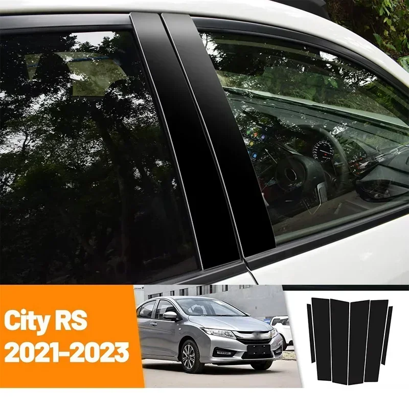 

Car Black Carbon Fiber Doors and Windows B C Stickers Accessories For Honda City RS 2021-2023 2022