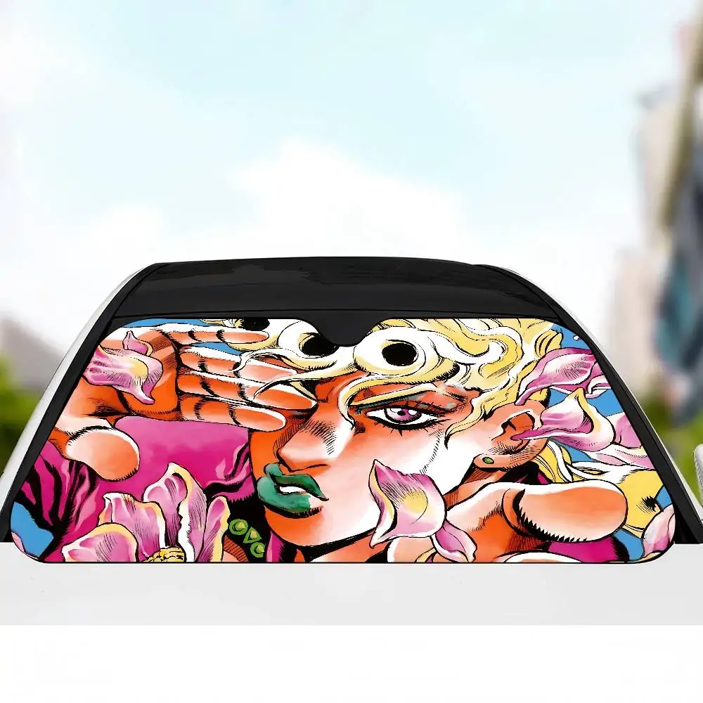 Anime JoJo Bizarre Adventure Car Window Sun Shade Windshield Anti-UV Protection Front Rear Windshield Block Cover Visor