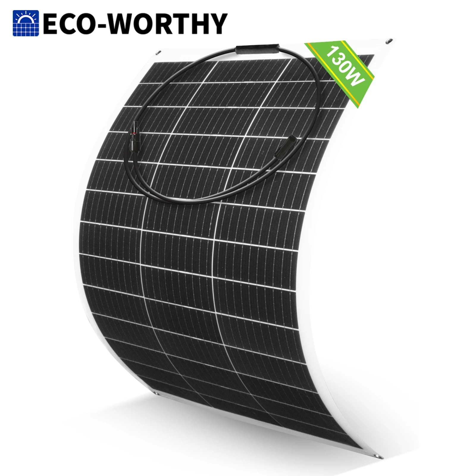 ECO-WORTHY Flexible Solar Panel 130W 12V Monocrystalline Semi-Flexible Solar Panel for Motorhome,Boats,Roofs,Sailing,Balcony
