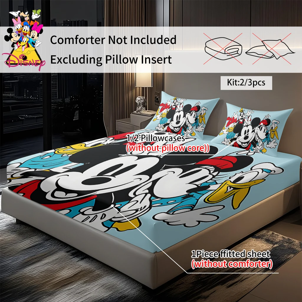 2/3 قطعة ديزني ميكي ماوس عصابة الاحتفال جمع المجهزة ورقة مجموعة 100% البوليستر لينة وقابلة للغسل في الغسالة النسيج