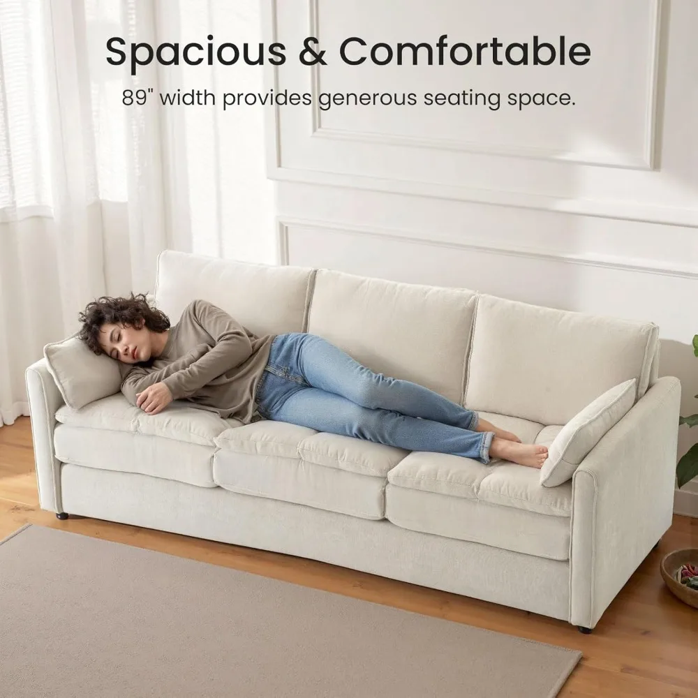 3-местный диван с глубоким сиденьем, карманами для хранения и широкими подлокотниками, удобная I-образная маленькая секция для гостиной