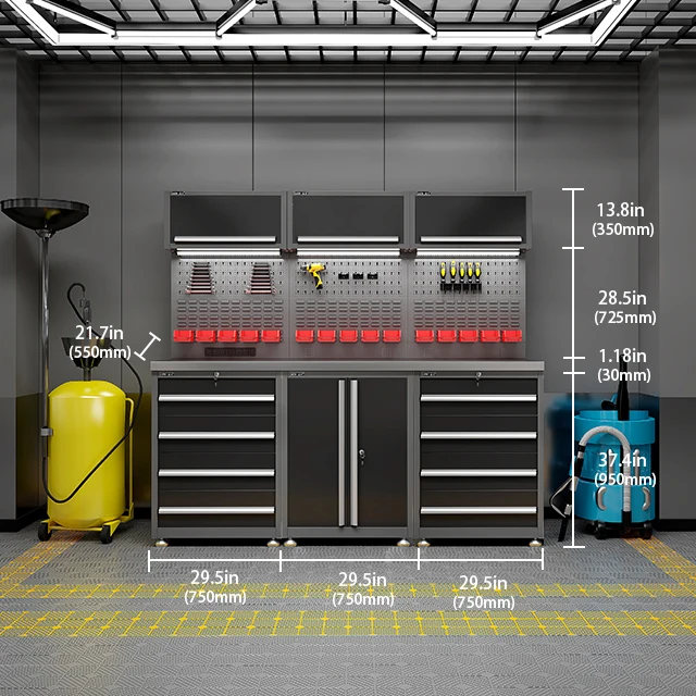 JZD Metal Cabinet with Complete Workshop Trolley, Garage Storage Cabinet, and Auto Tool Chest