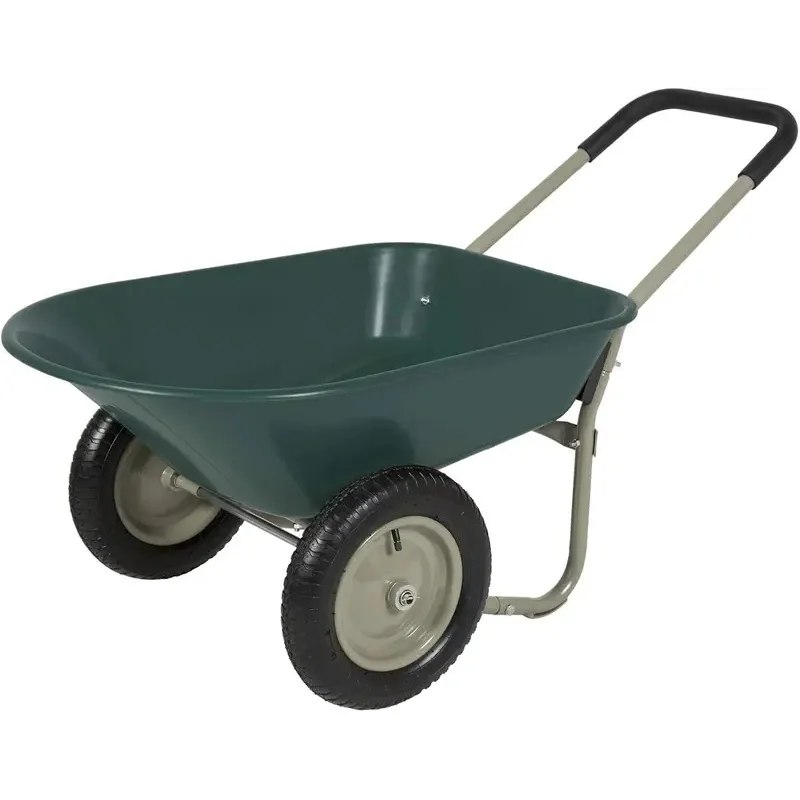 Rolling Mobile Heavy Duty Polyurethane 2 Tire Wheelbarrow Garden Cart Easy Loading And Dumping Utility Wagon Perfect For