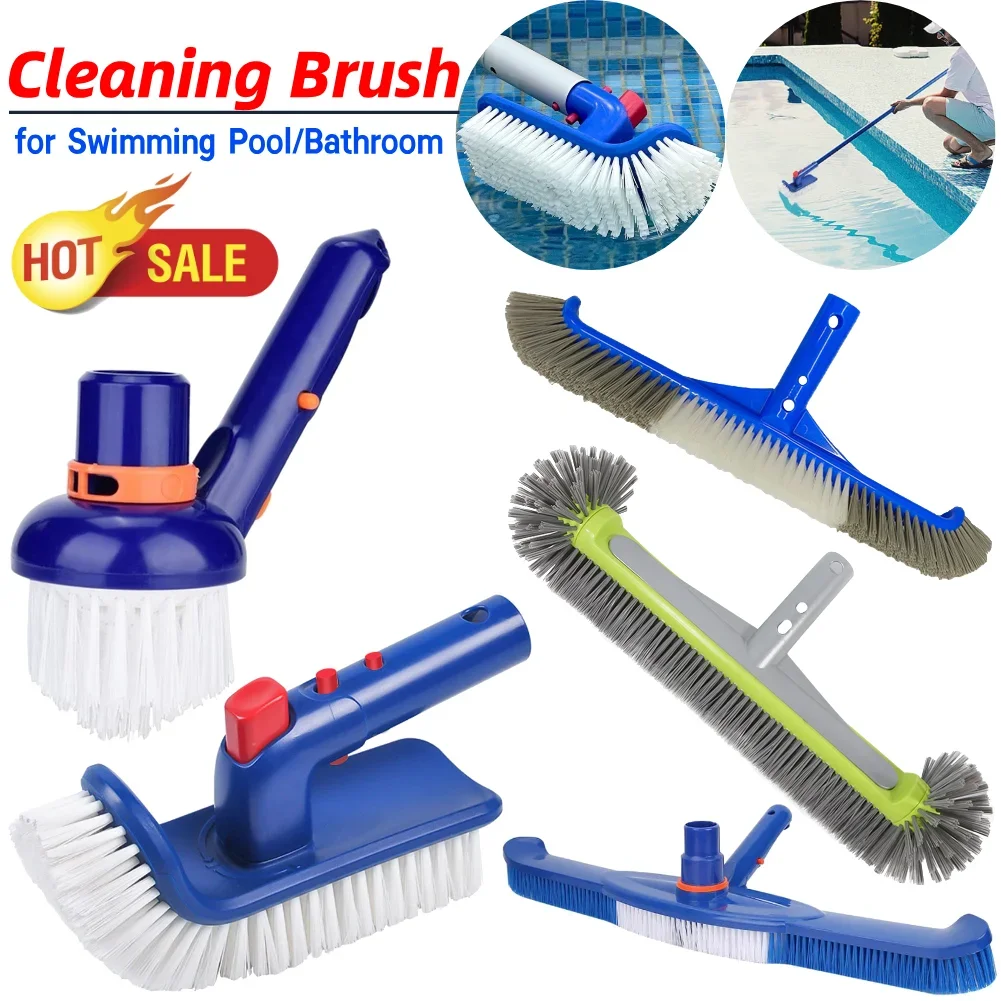 

Вращающаяся на 180-градусная щетка для ручного скраба с изогнутым концом, щетка для углов и лестницы бассейна с тонкой щетиной для подземного и надземного бассейна