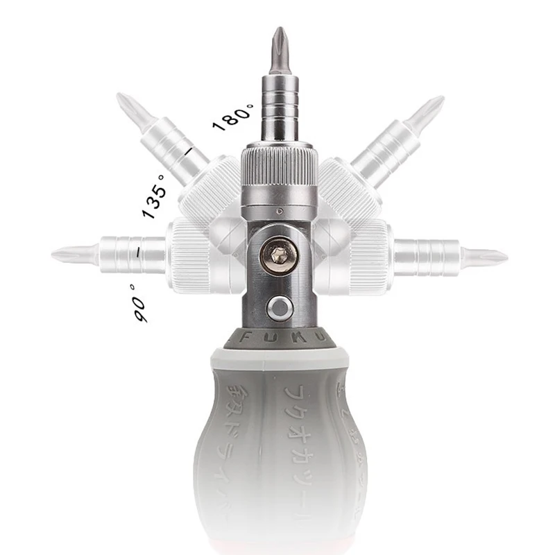 Destornillador de trinquete multifuncional 8 en 1, 180 grados, ángulo ajustable, mantenimiento doméstico, mini juego de destornilladores de